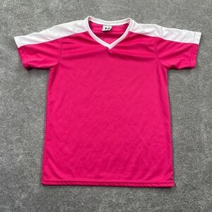 High Five Sportswear V-Neck Soccer Football Jersey Youth Girls Size L Pink White